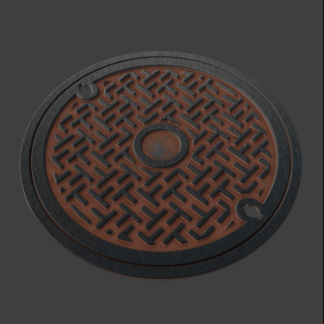 Manhole-Sewer-Drain Covers 15 PBR Texture Set Texture_37