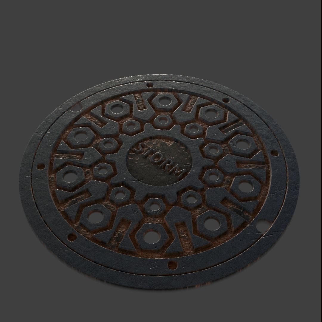 Manhole-Sewer-Drain Covers 15 PBR Texture Set Texture_55