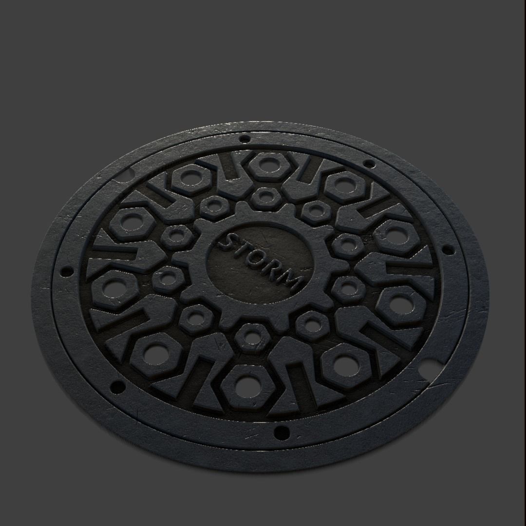 Manhole-Sewer-Drain Covers 15 PBR Texture Set Texture_54
