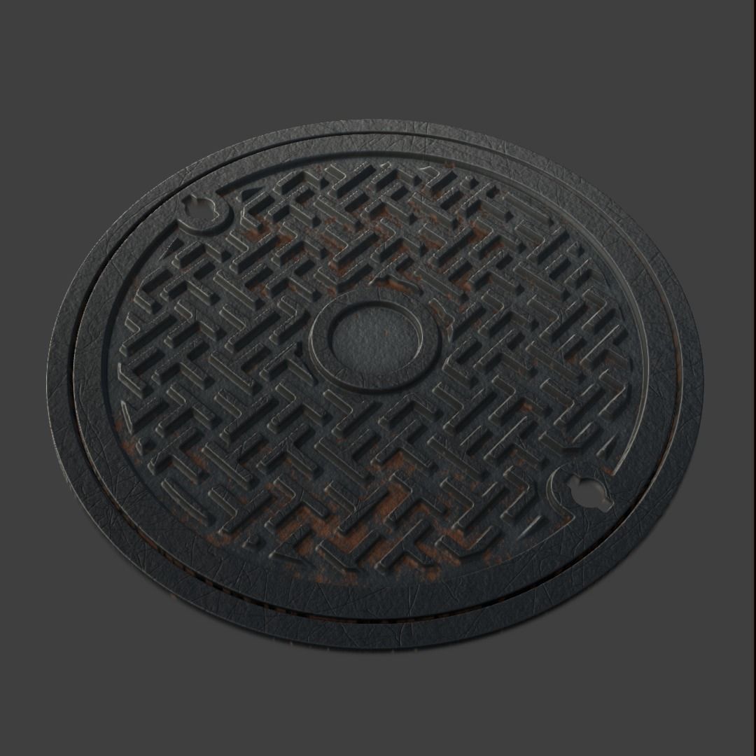 Manhole-Sewer-Drain Covers 15 PBR Texture Set Texture_35