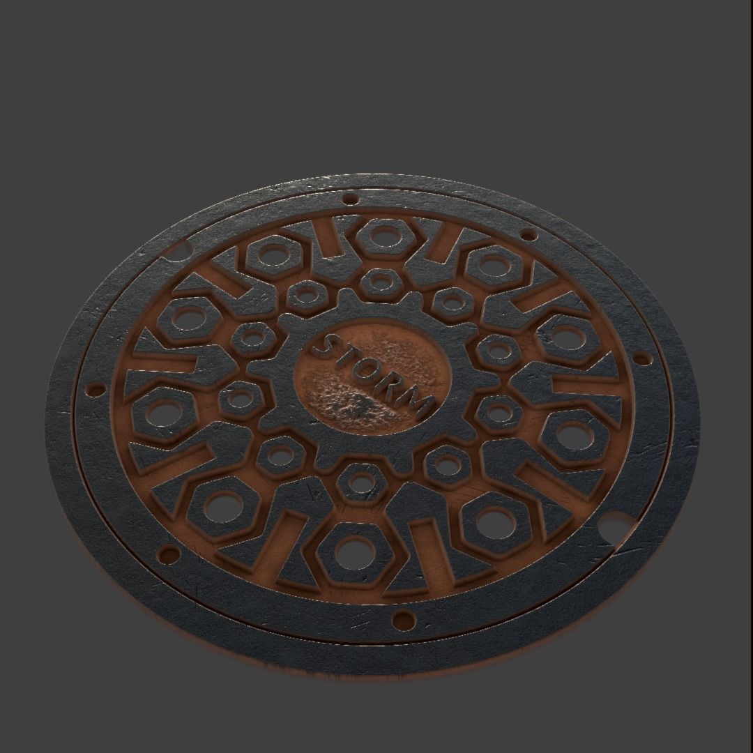Manhole-Sewer-Drain Covers 15 PBR Texture Set Texture_57