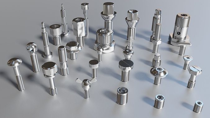 Collection of bolts 3D model