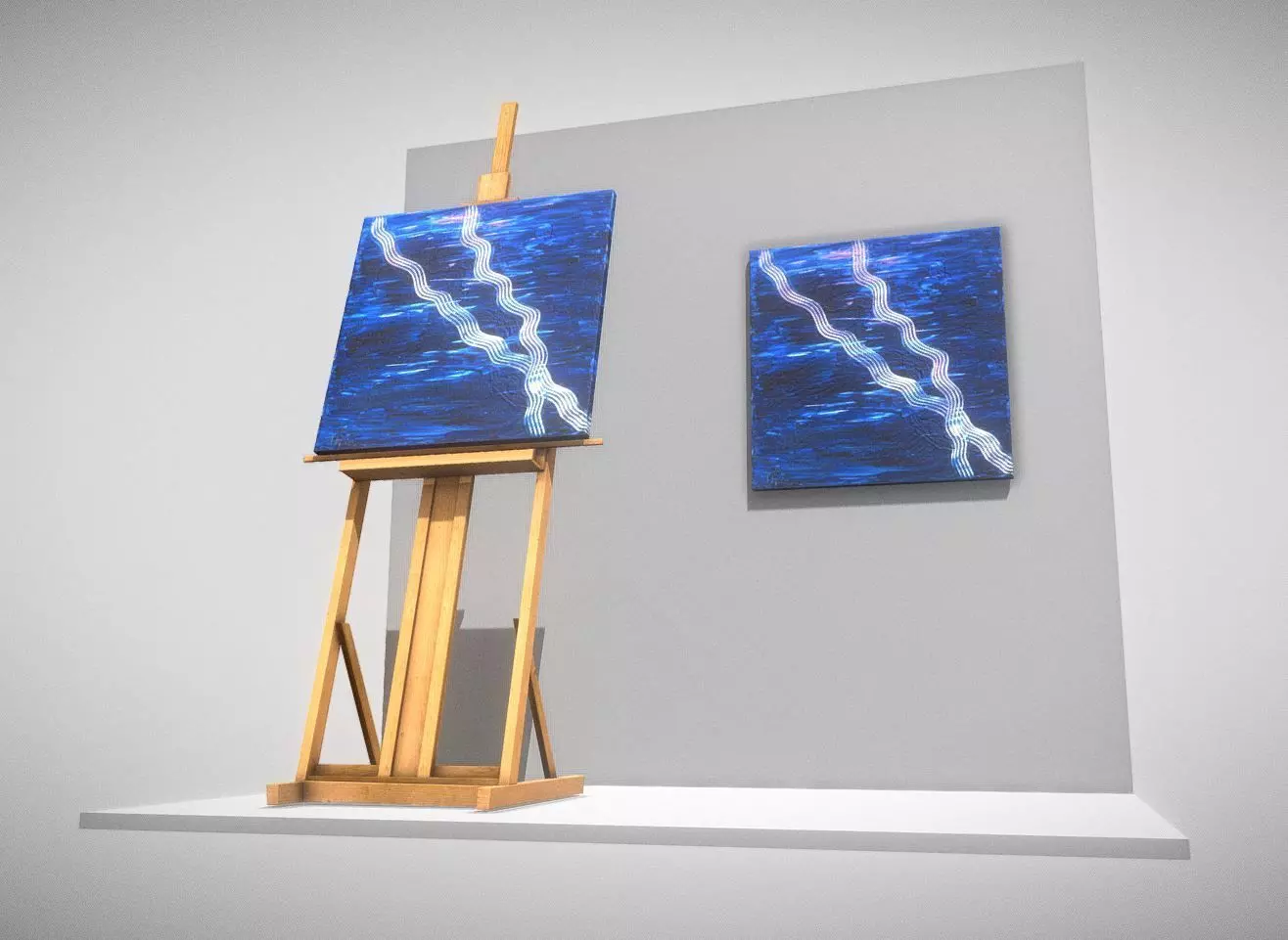 Blue Transformation no-3 Oil Painting Low-poly 3D model
