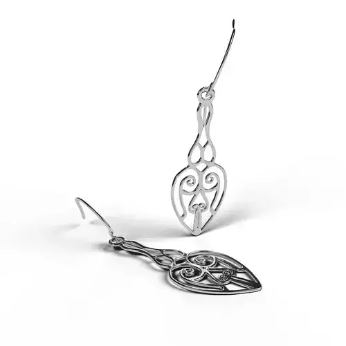 Game-Ready PBR Low Poly Silver Earrings