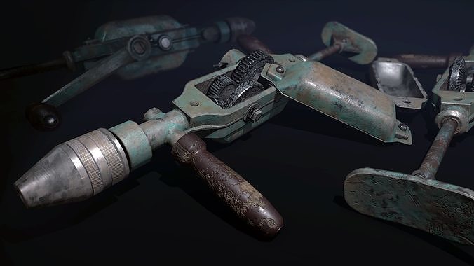 Hand drill Low-poly 3D model