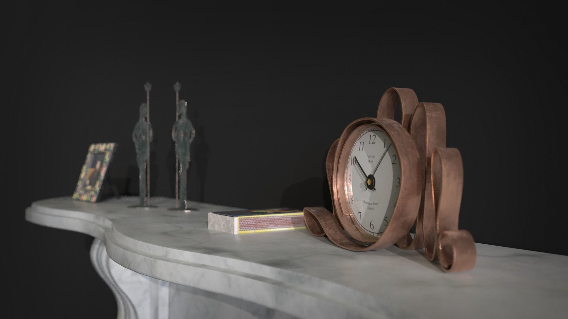 Fireplace with vase 3D model_3