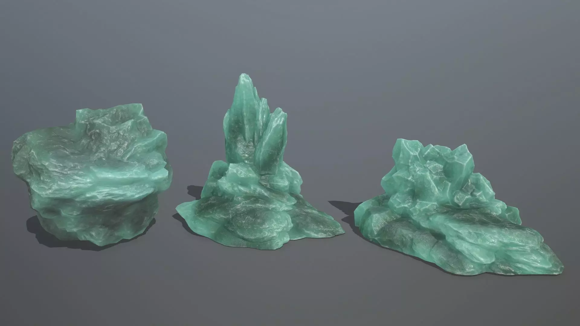 Rock Set amethyst crystal Low-poly 3D model_0