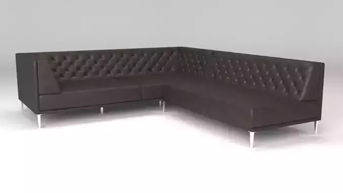 Savile black leather tufted sectional sofa