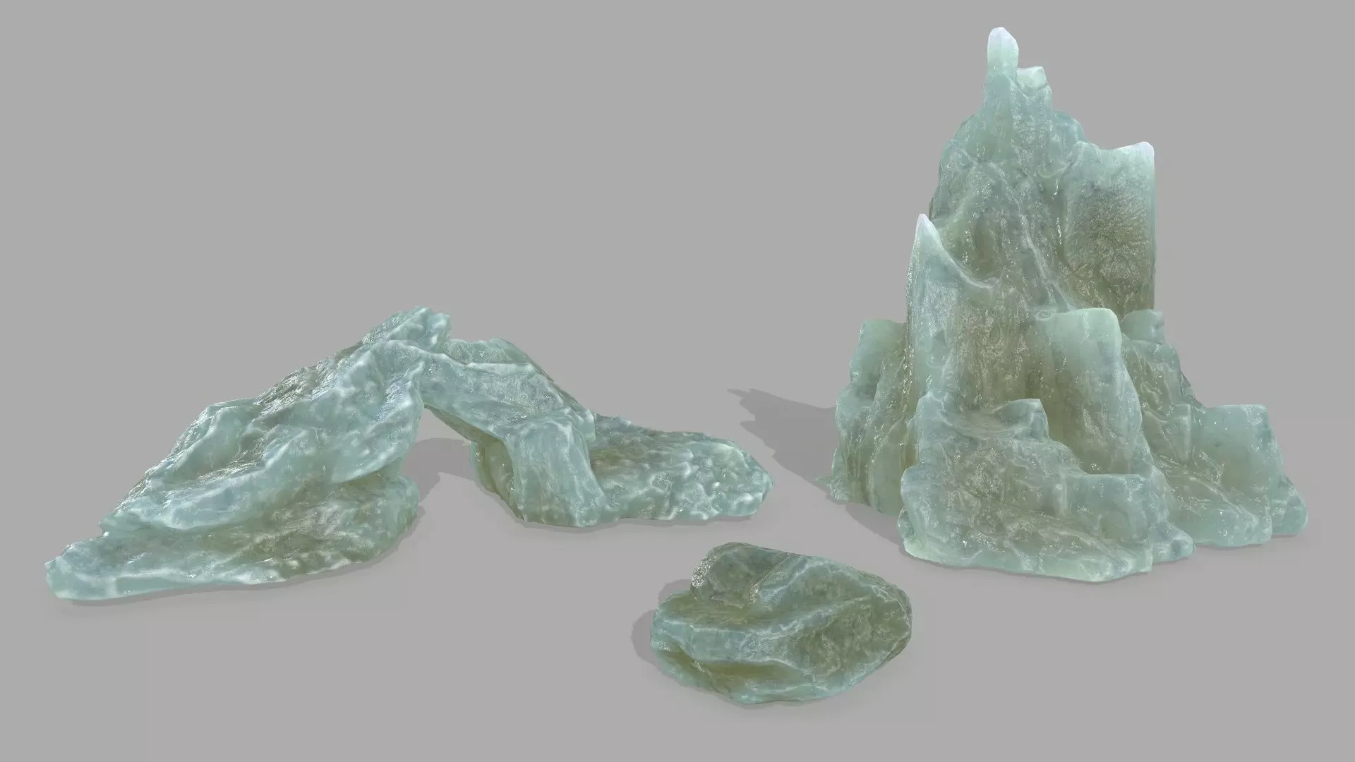 Rock Set mountain of jade Low-poly 3D model_0