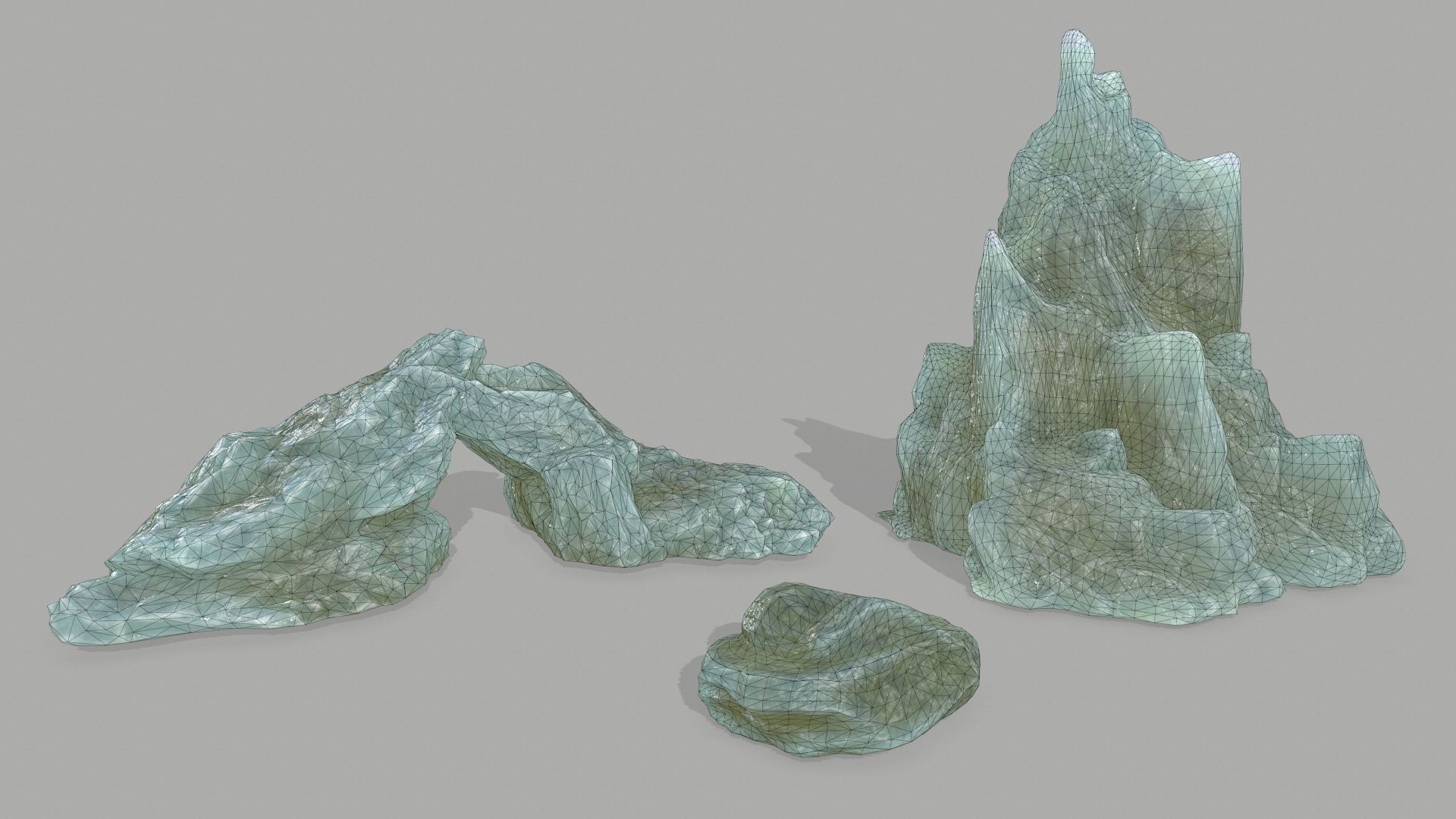 Rock Set mountain of jade Low-poly 3D model_1