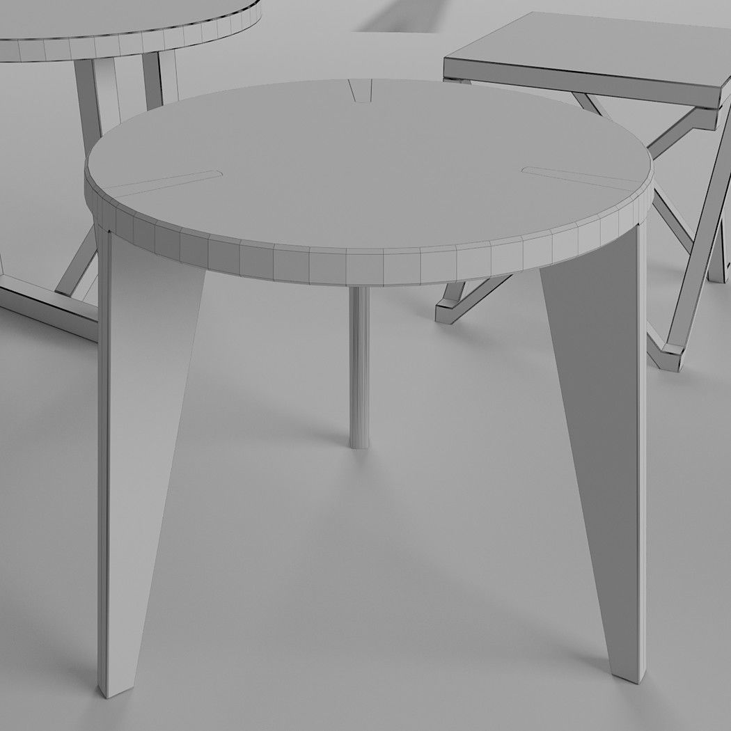 3 tables three different side Free 3D model_9