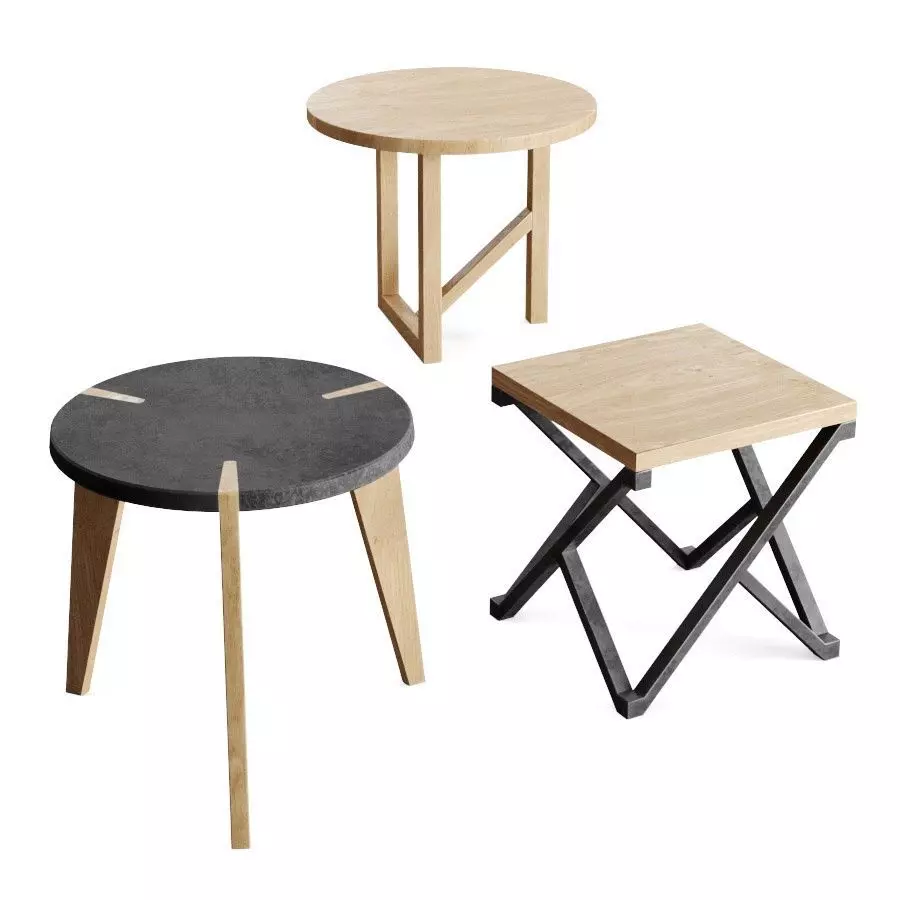 3 tables three different side Free 3D model_0