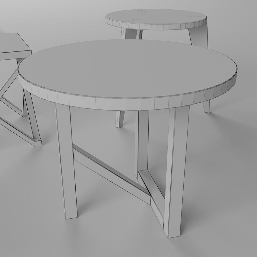 3 tables three different side Free 3D model_8