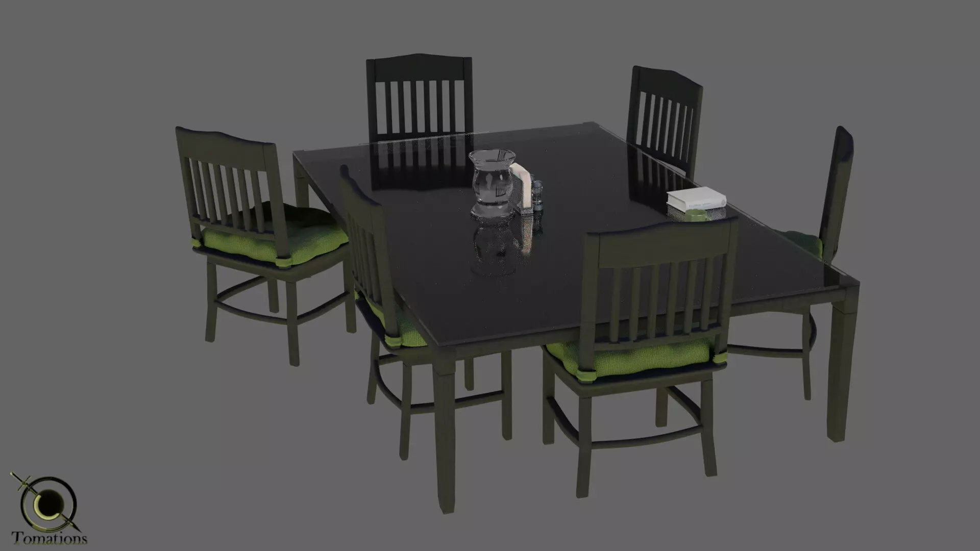 Dining Set checkered table and chairs Free 3D model