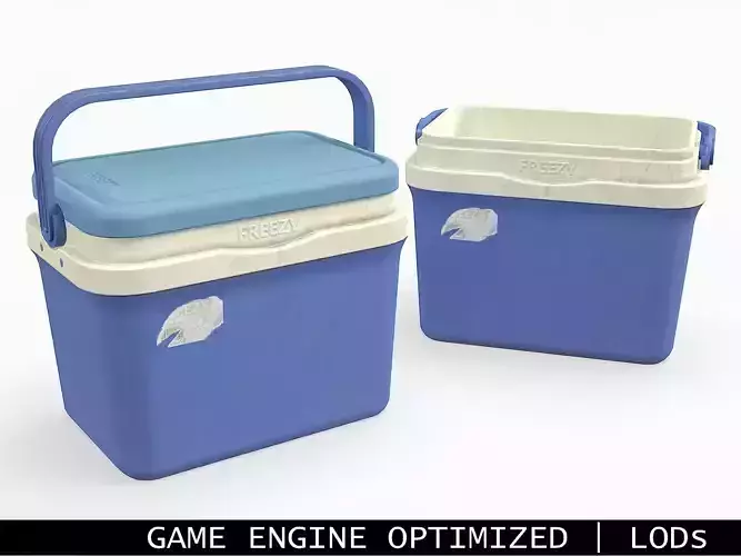 Plastic Cooler Blue Dirty Low-poly 3D model
