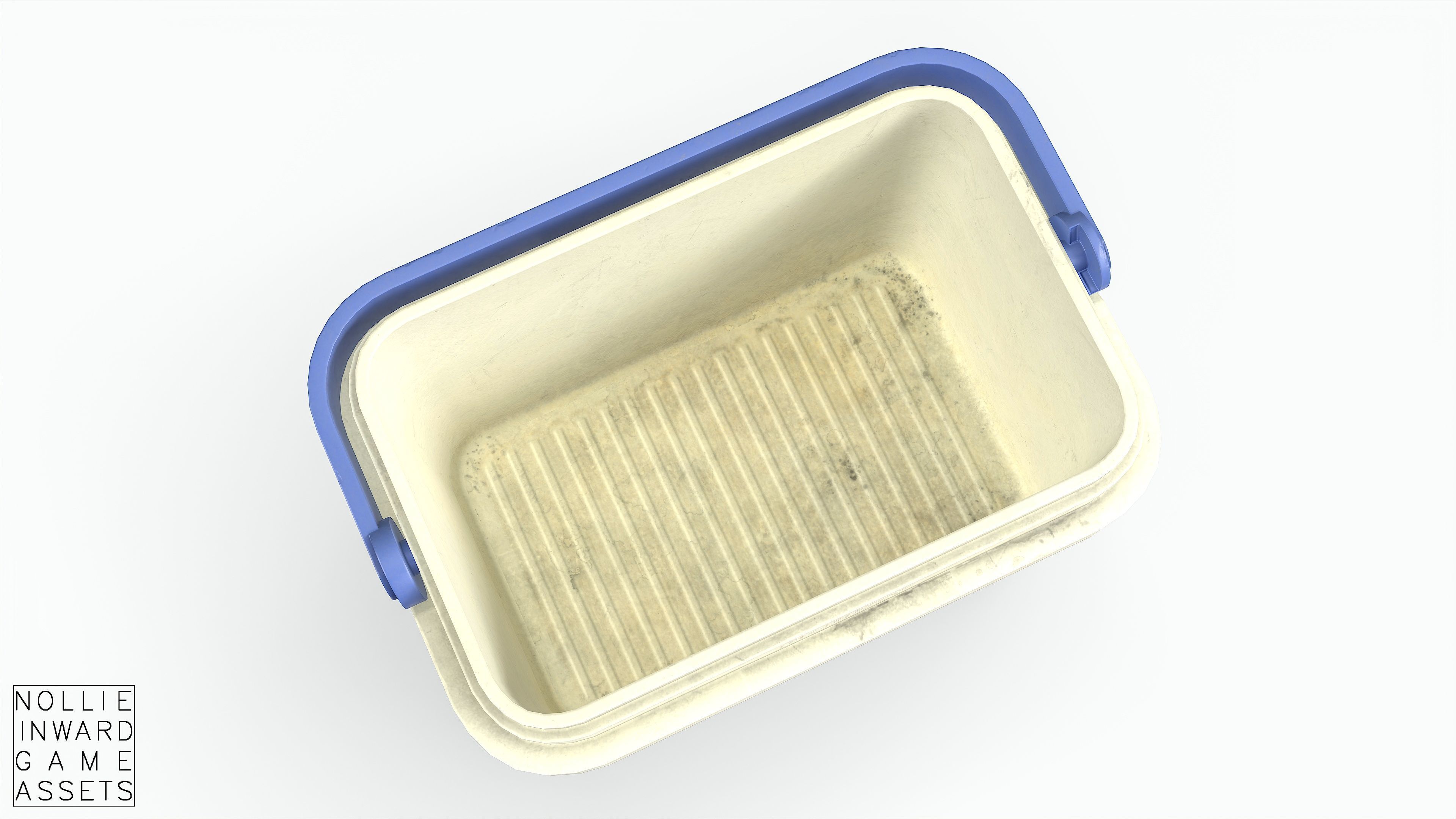 Plastic Cooler Blue Dirty Low-poly 3D model_7