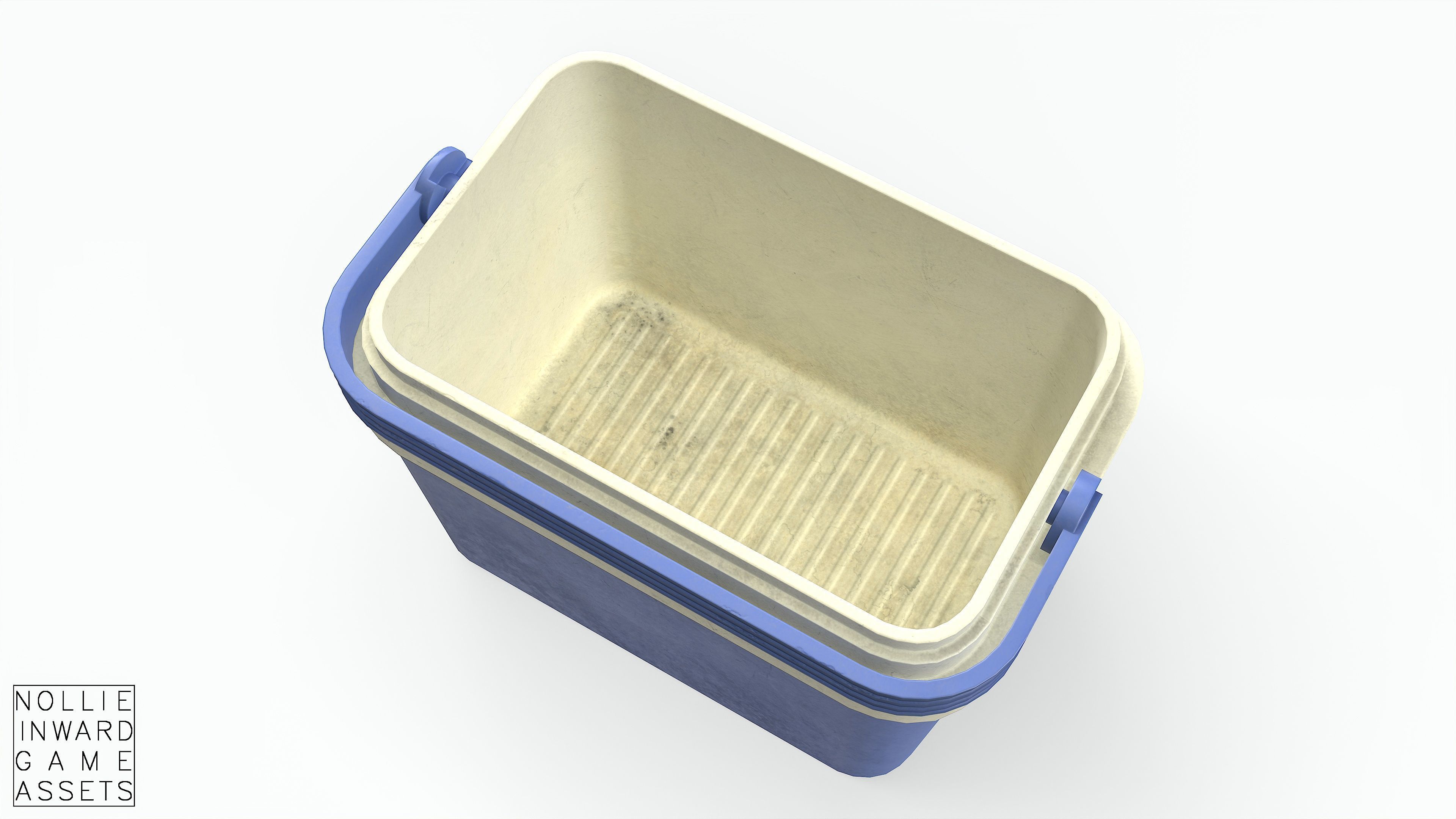 Plastic Cooler Blue Dirty Low-poly 3D model_6
