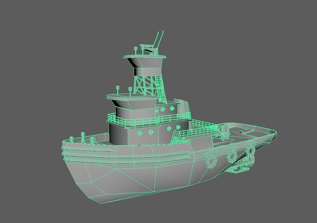 Ship Tug Low-poly 3D model_2