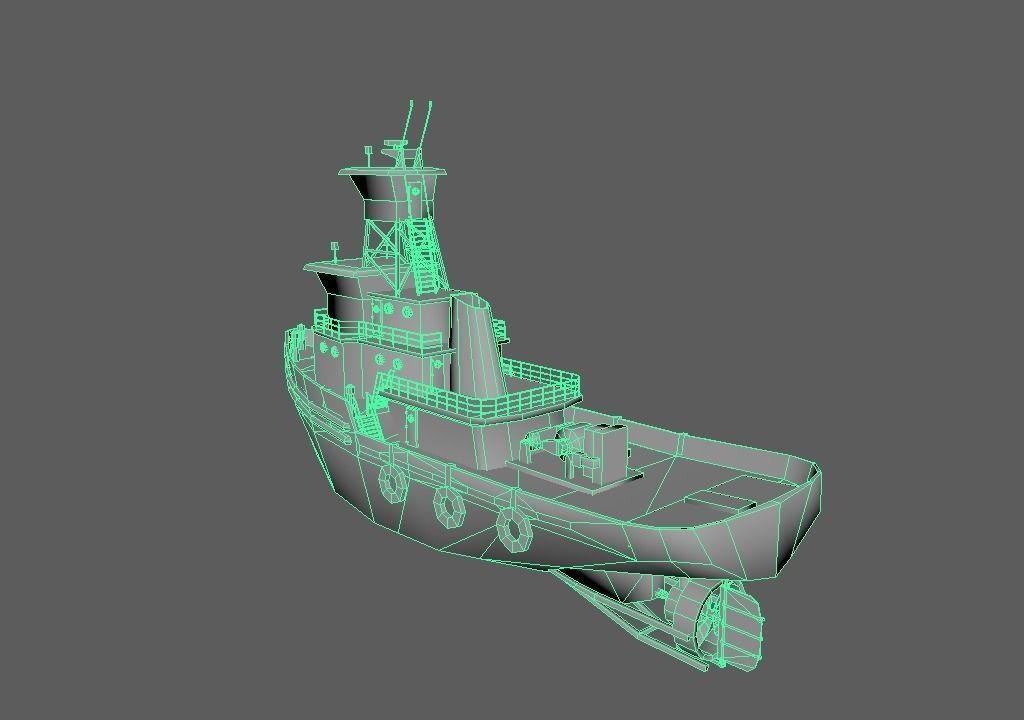 Ship Tug Low-poly 3D model_6