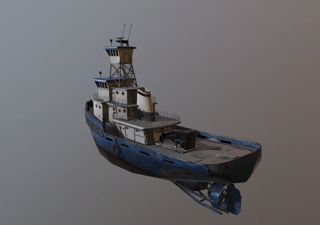 Ship Tug Low-poly 3D model_5
