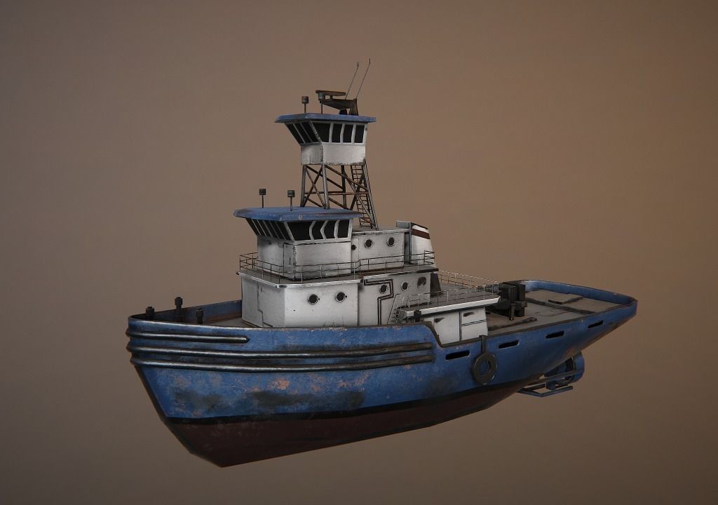 Ship Tug Low-poly 3D model_0
