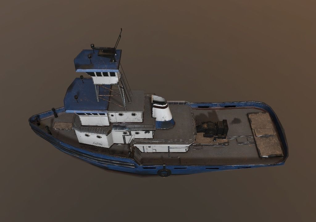 Ship Tug Low-poly 3D model_9