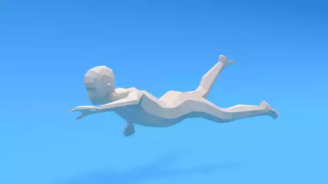 Low Poly Swimming Kid Low-poly 3D model