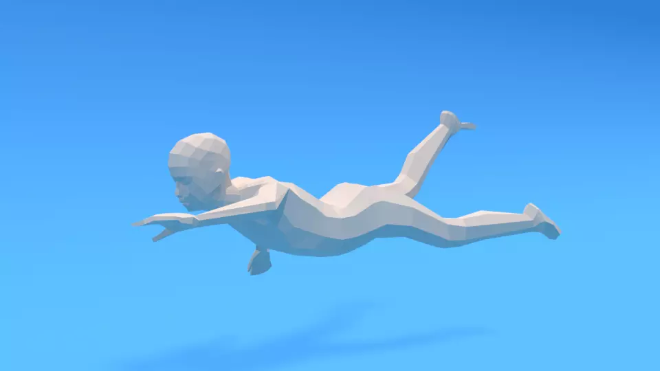 Low Poly Swimming Kid Low-poly 3D model