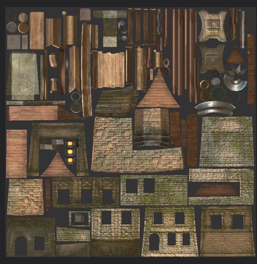 Warehouse-Trader house with clock Low-poly 3D model_13