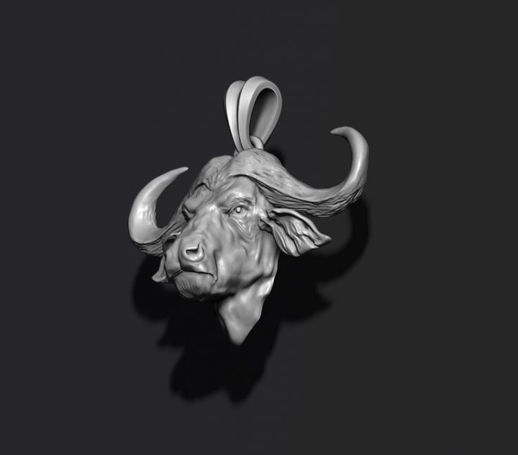 Buffalo pendant 3D print model_3