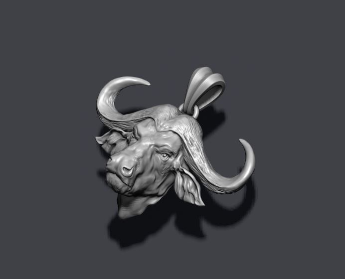 Buffalo pendant 3D print model_4
