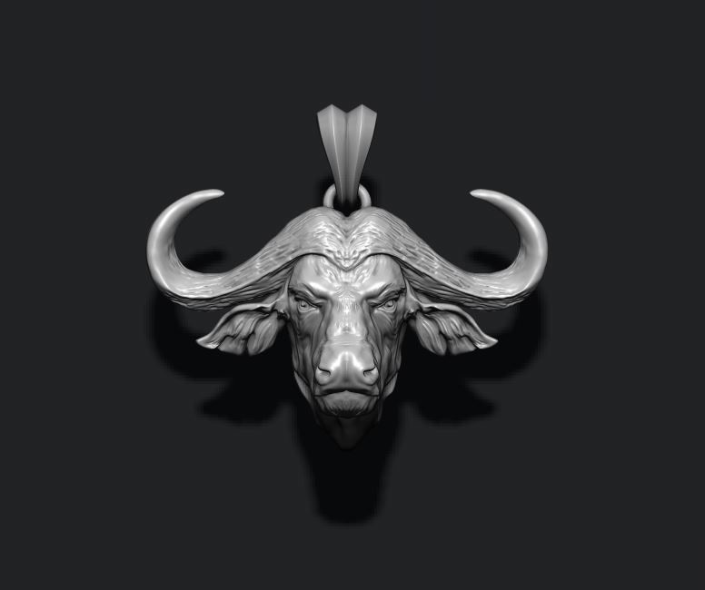 Buffalo pendant 3D print model_5