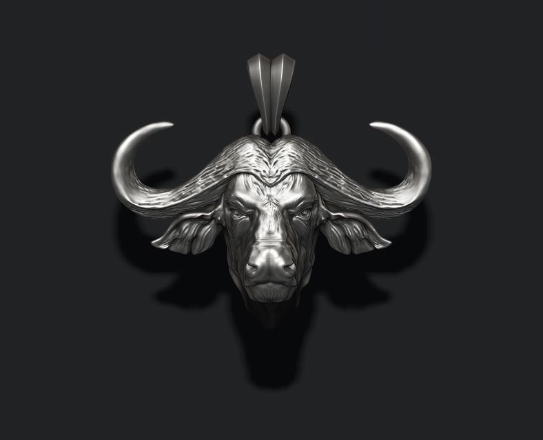 Buffalo pendant 3D print model_2