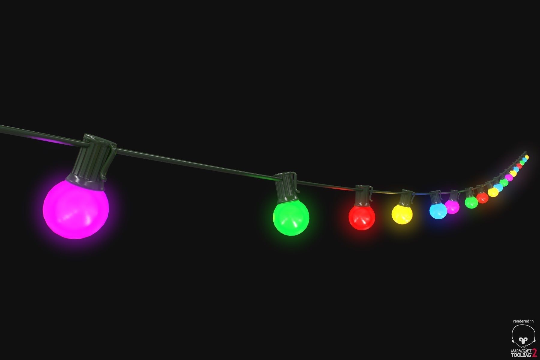 String Christmas Lights V8 Low-poly 3D model_11