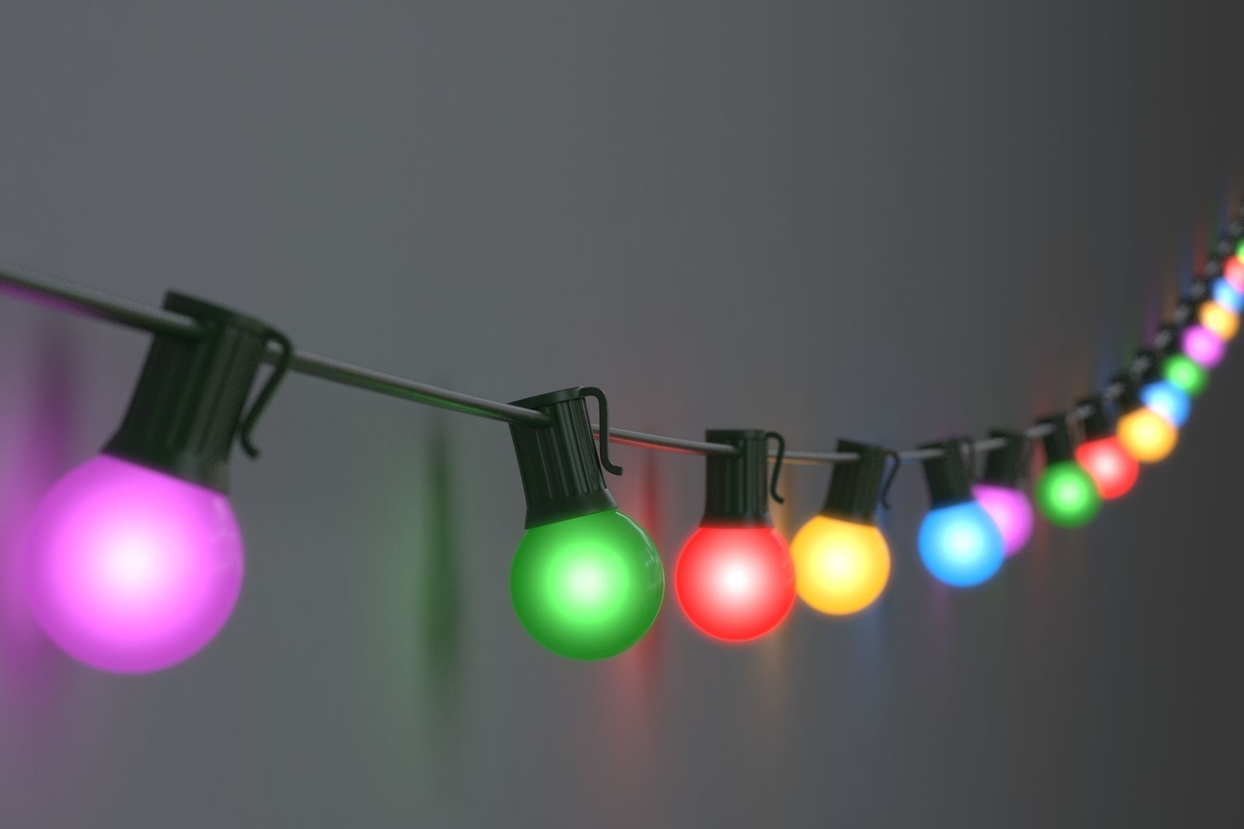 String Christmas Lights V8 Low-poly 3D model_2