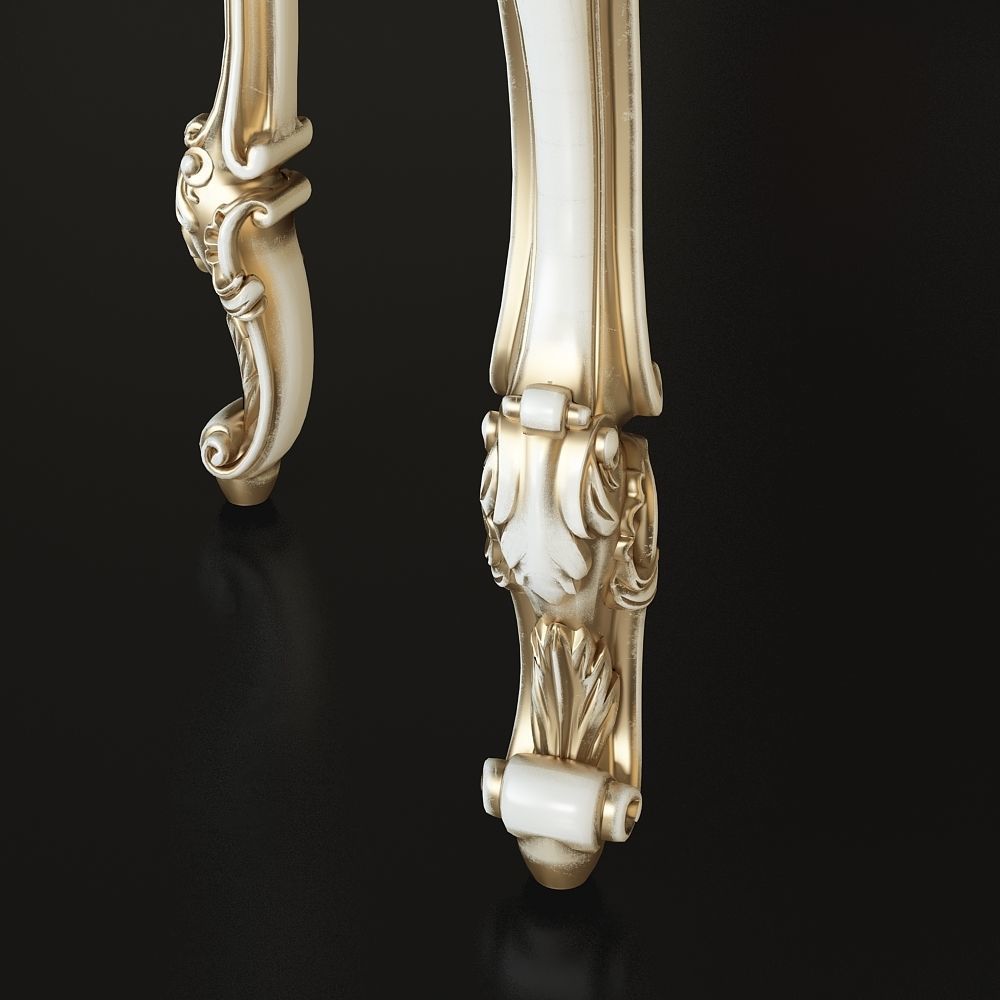 Showcase ornate console table with glass top 3D model_3
