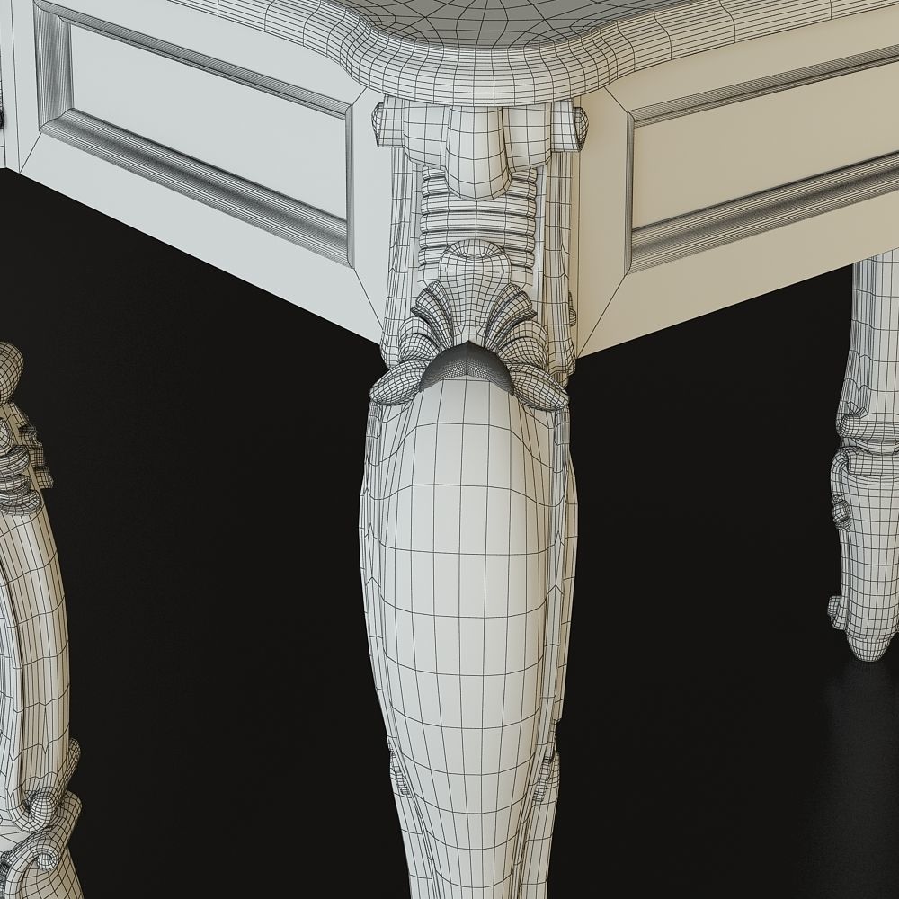 Showcase ornate console table with glass top 3D model_6