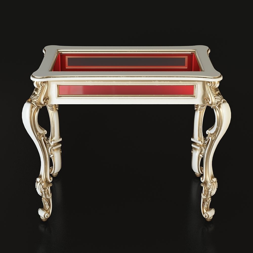Showcase ornate console table with glass top 3D model_1