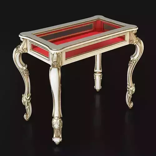 Showcase ornate console table with glass top