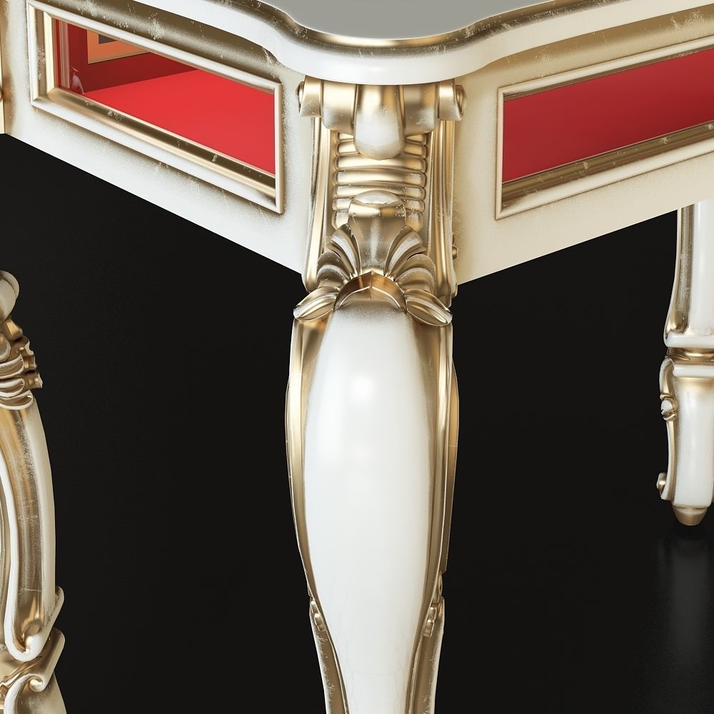 Showcase ornate console table with glass top 3D model_2
