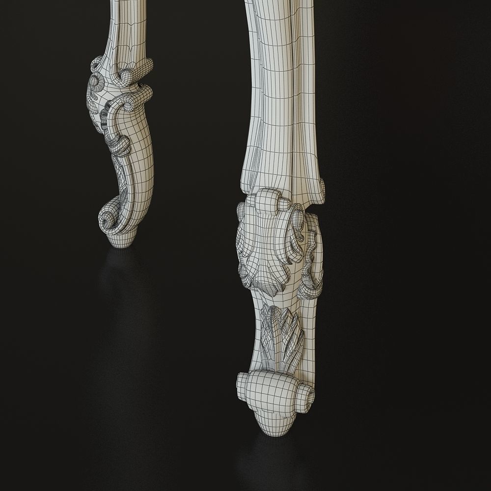 Showcase ornate console table with glass top 3D model_7