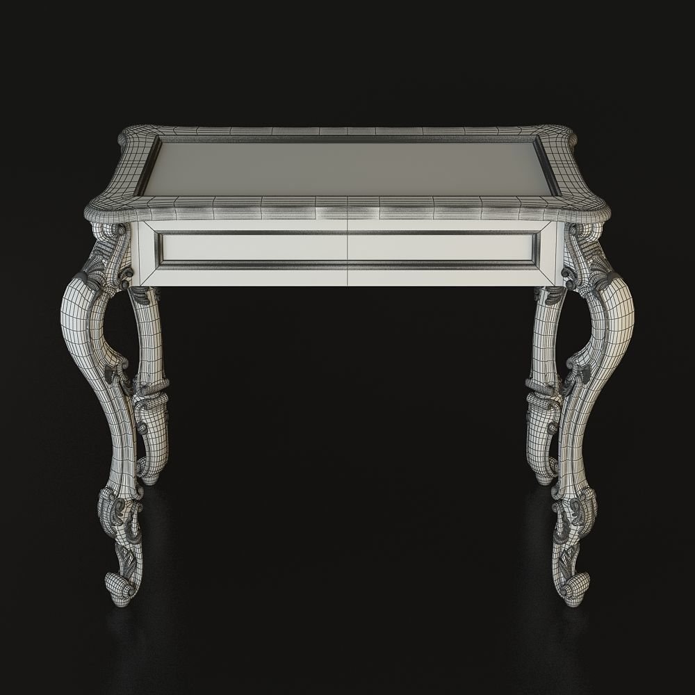 Showcase ornate console table with glass top 3D model_4