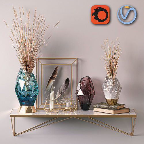 Golden Decorative Set 01 3D model