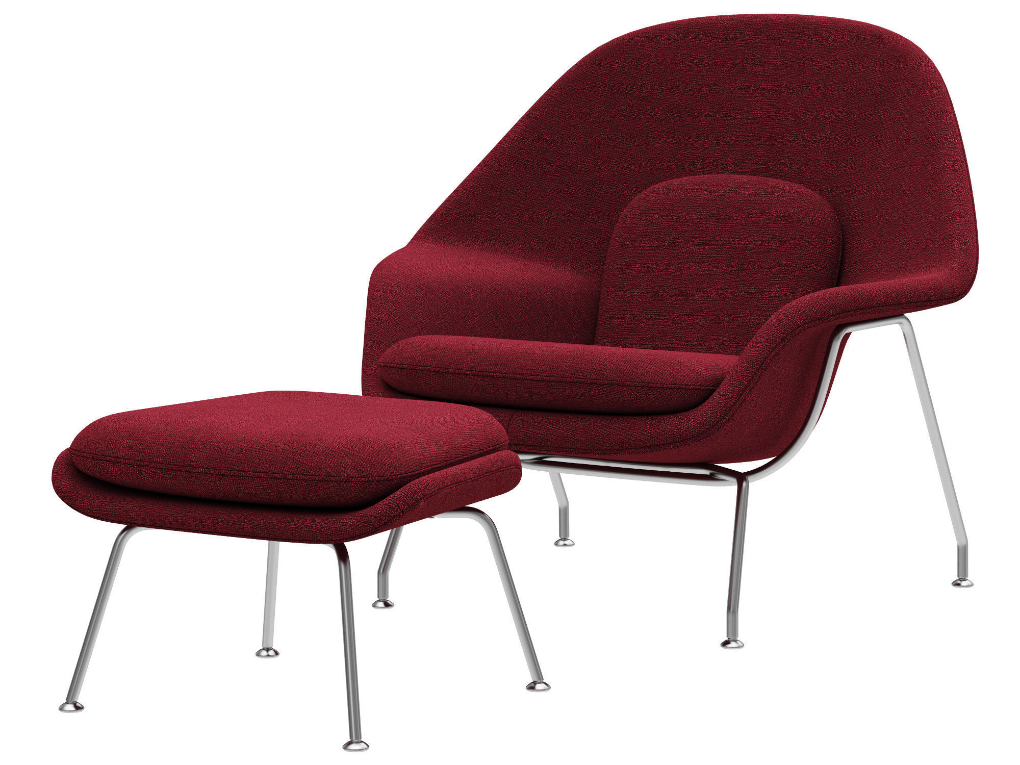 Knoll Saarinen Womb Chair and Ottoman 3D model_1
