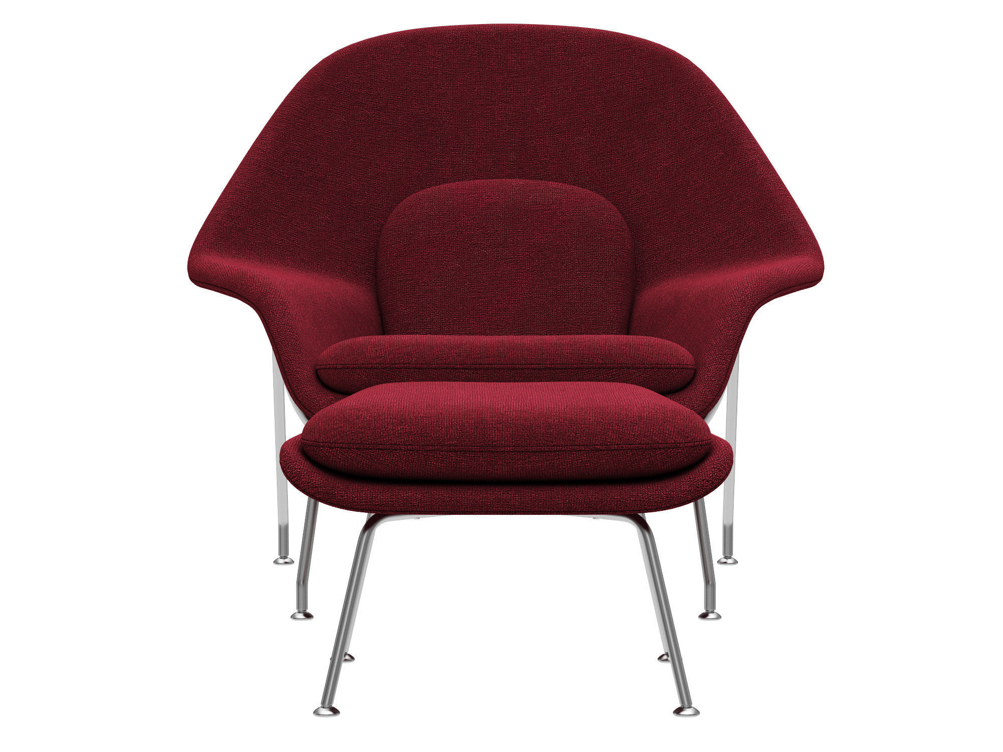 Knoll Saarinen Womb Chair and Ottoman 3D model_6