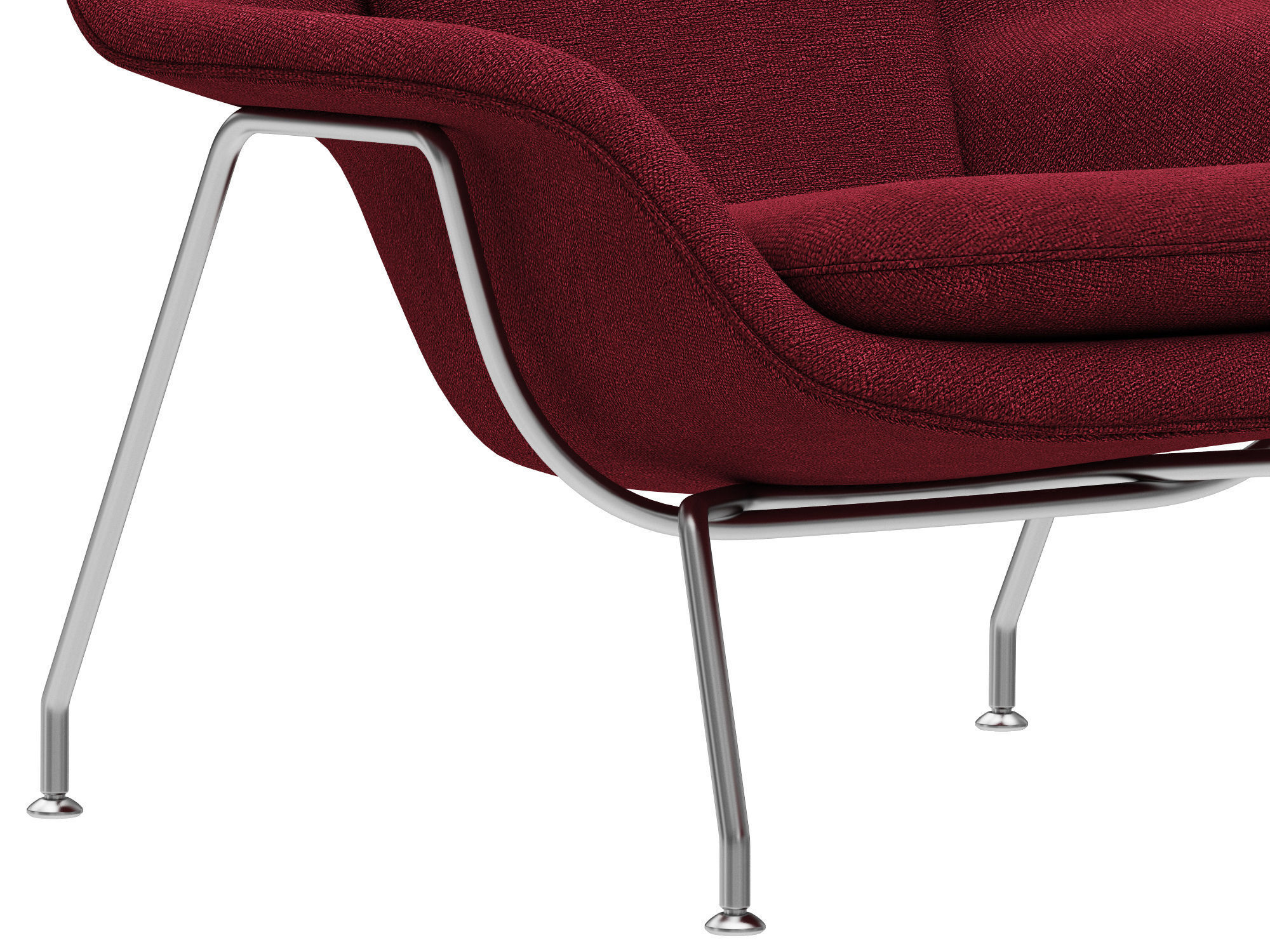 Knoll Saarinen Womb Chair and Ottoman 3D model_4