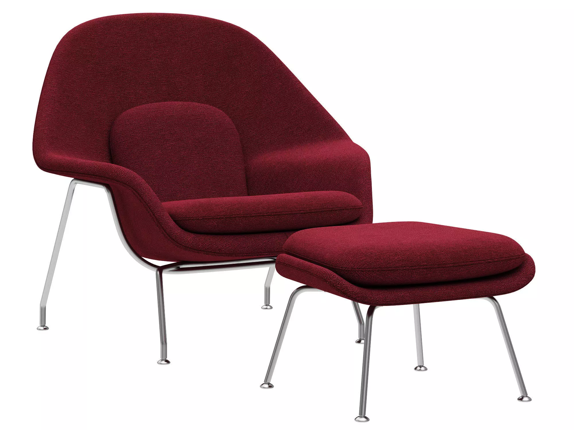 Knoll Saarinen Womb Chair and Ottoman 3D model_0
