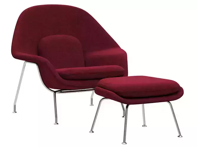 Knoll Saarinen Womb Chair and Ottoman 3D model