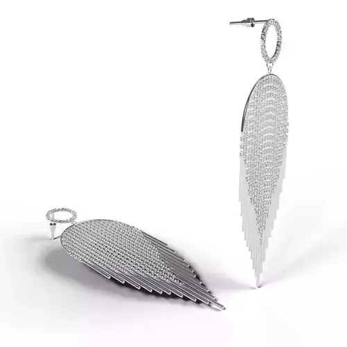 High poly Realistic Silver Earrings with Diamonds
