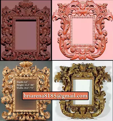 3D Frame - Wood Carving STL Model for CNC Router 3D print model